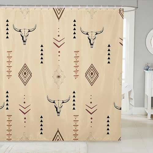 Erosebridal Bull Skull Shower Curtain 72x78