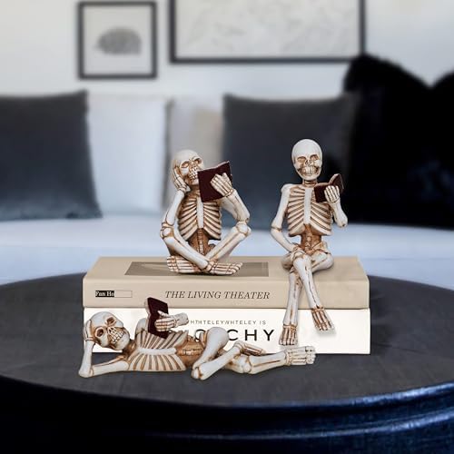 3 Piece Halloween Skeleton Statue Set