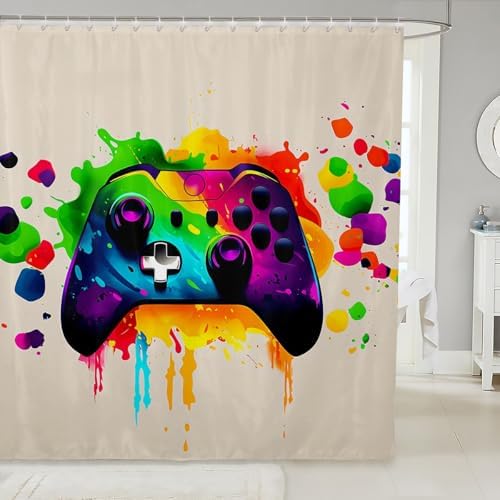 Feelyou Gamer Shower Curtain Set 72x72 Beige