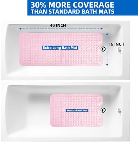 MOONFLY Extra Long Non-Slip Bath Mat 40x16 Inches