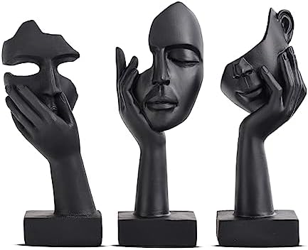 3 Pcs Black Abstract Art Statues Set for Home Decor