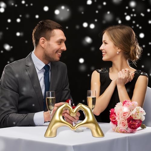 HMASYO Gold Heart Hand Sculpture for Home Decor