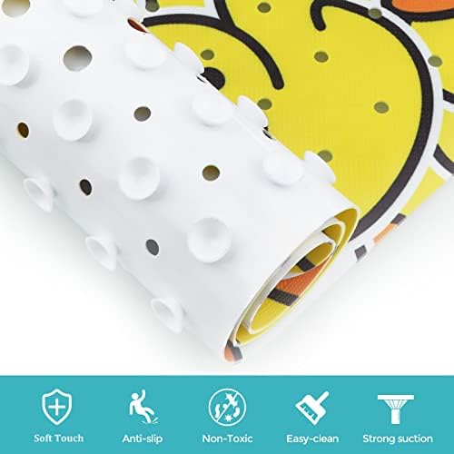 Tubozadi Kids Non Slip Bath Mat with Suction Cups and Drain Holes Yellow Duck