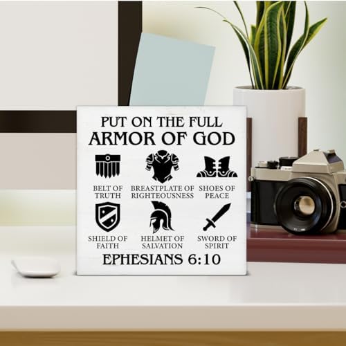 Christian Armor of God Wood Box Sign 5x5 Inches