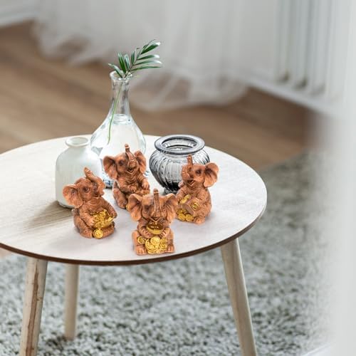 4 Pack Lucky Elephant Statues for Home Decor