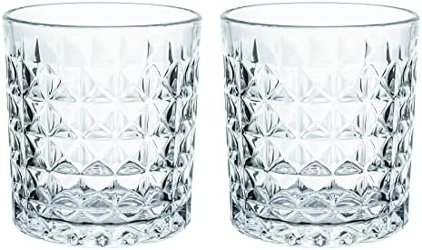 Gaolinci 2 Pcs Diamond Embossed Clear Glass Mouthwash Cups