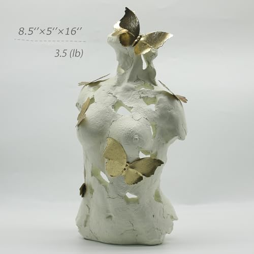 Lukitas Abstract Female Bust with Butterflies Statue 16 Inch Resin