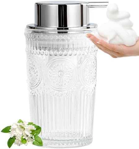 AZMOYAC Glass Foaming Soap Dispenser 10 OZ Clear Pump for Bathroom Kitchen