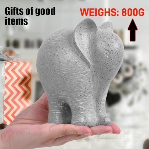 Elephant Statue Robust Resin 55 H Modern Decor for Bookshelf Office Living Room Light Gray