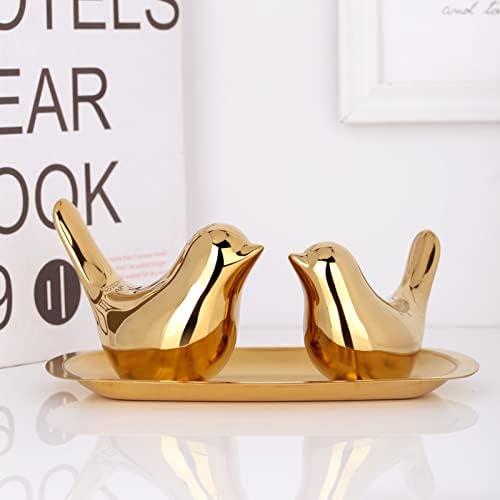 XMGZQ 2 Pcs Gold Bird Sculptures for Home Decor