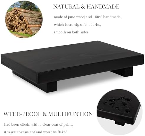 Zoocatia Bathroom Counter Organizer Wooden Pedestal Stand - Black