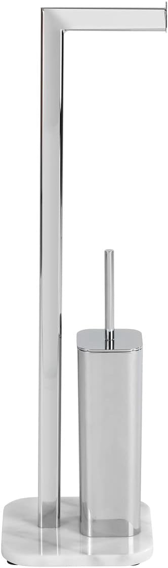 Wenko Toilet Brush with Marble Holder Onyx Steel WhiteSilver