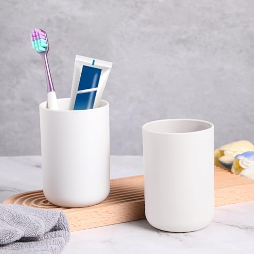 2Pcs Unbreakable Plastic Tumblers Dishwasher Safe White Bathroom Cups