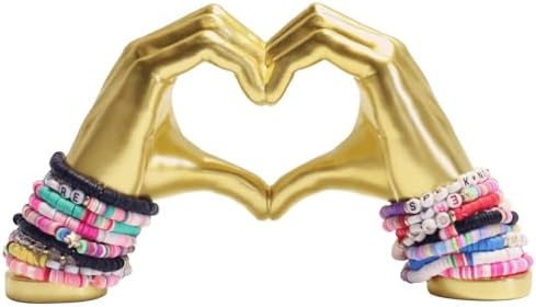Elegant Gold Heart Hands Sculpture - Room Decor