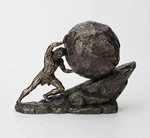 Veronese Design 8 18 Inch Sisyphus and The Eternal Boulder Bronze Finish Statue