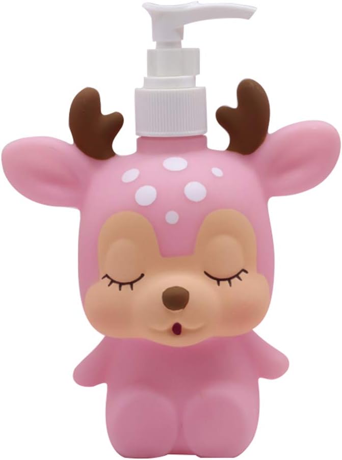 Hyever Pink Deer Hand Soap Dispenser Cute Cartoon Design