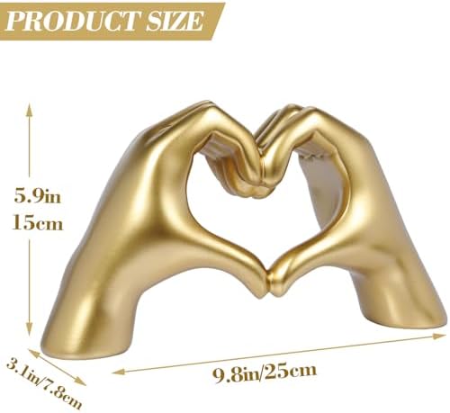 HMASYO Gold Heart Hand Sculpture for Home Decor