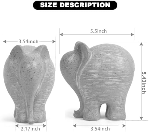 Elephant Statue Robust Resin 55 H Modern Decor for Bookshelf Office Living Room Light Gray