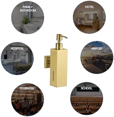 Wall Mount Soap Dispenser Brushed Gold 304 Stainless Steel
