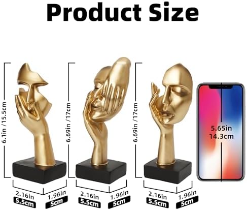 Gold Decor Thinker Statues Set of 3
