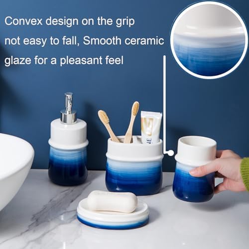 Navy Blue 4-Piece Ceramic Bathroom Accessory Set