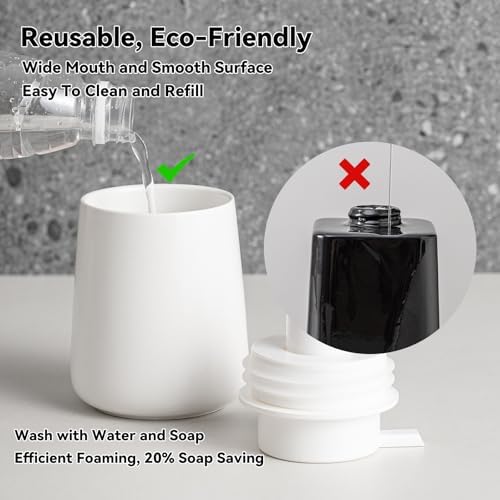 AZMOYAC Matte White Ceramic Foaming Soap Dispenser 12 Oz