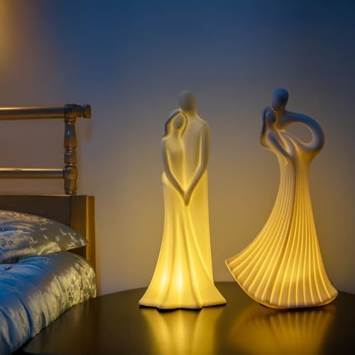 Hugging Couple Sculpture with LED Light 3PCS LR44 Batteries Included Romantic Home Decor for Couples