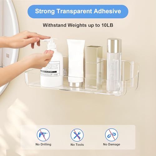 Diesisa Acrylic Shower Caddy with Self-Adhesive Tape
