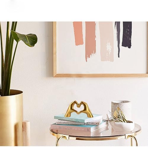 Small Heart Hands Statue in Gold - Cute Love Decor for Home and Office