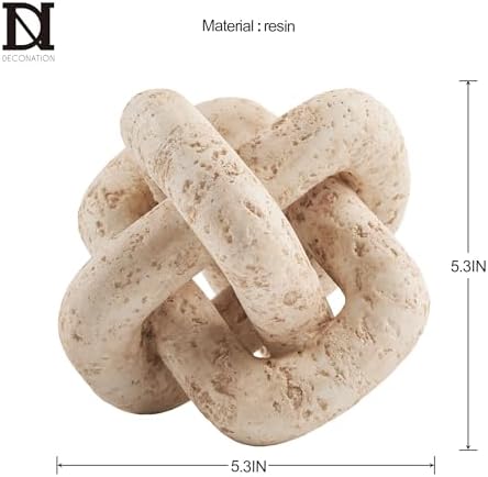 DN DECONATION 3 Link Knot Decor Beige Resin Coffee Table Accent
