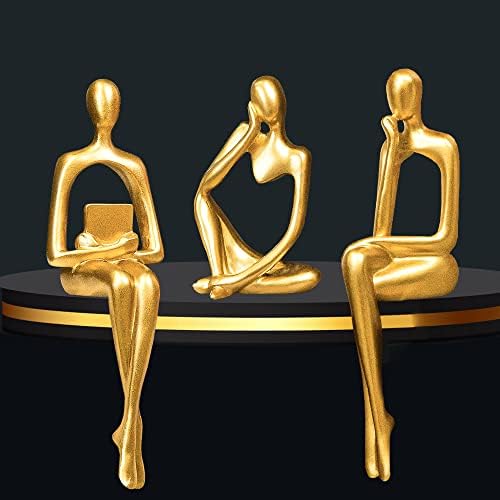 Gold Thinker Statue Accents Set of 3