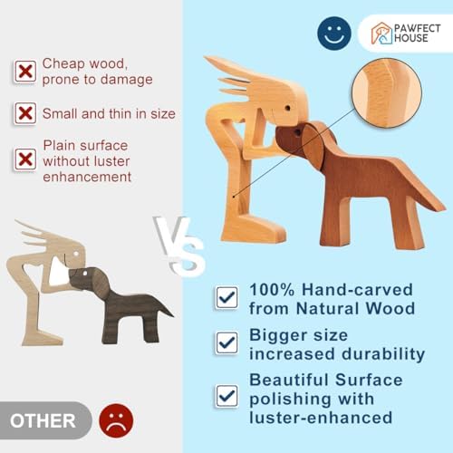 Pawfect House Wooden Dog Statue - Handmade Home Decor Sculpture