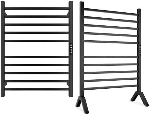 Poloma Wall Mounted Towel Warmer Rack Electric Stainless Steel Matt Black