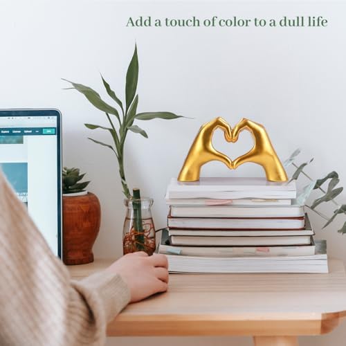 Gold Heart Hand Sculpture Home Decor Art