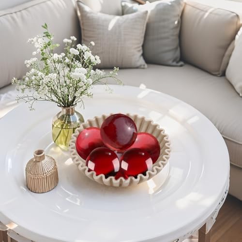 Red Transparent Crystal Decorative Balls for Bowls Vases - 6cm Polished Orbs