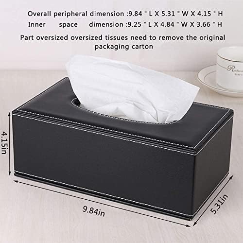 RHCSZ High-end PU Leather Tissue Box Holder Black