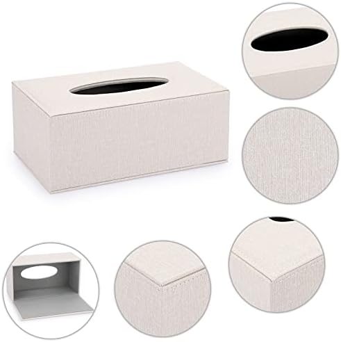 Sumnacon Tissue Box Cover Rectangle Linen Beige