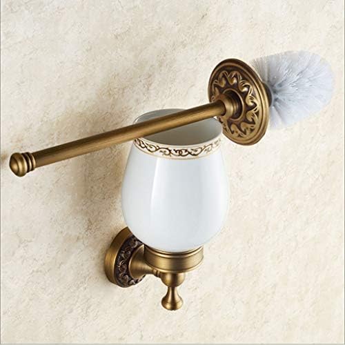 NOVOCE Toilet Brush Holder with Antique Brass Engraving