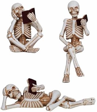 3 Piece Halloween Skeleton Statue Set