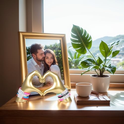 HMASYO Gold Heart Hand Sculpture for Home Decor