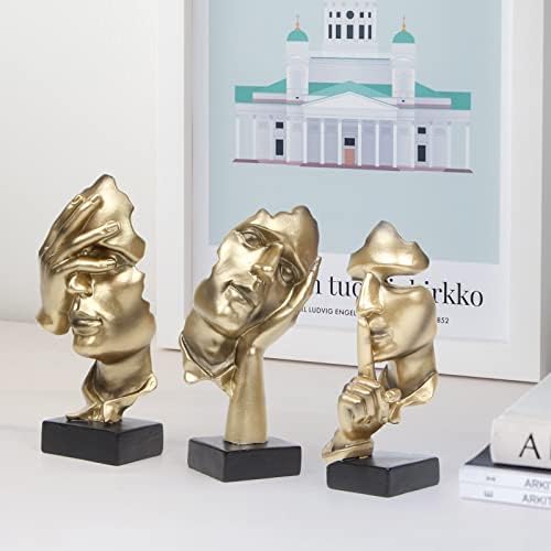 3 Pcs Thinker Statue Silence is Gold Modern Resin Decor