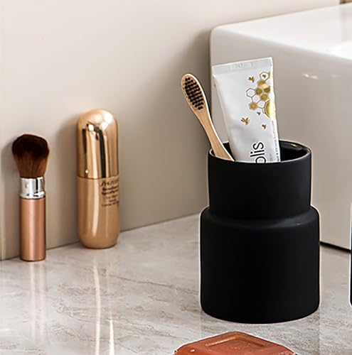 Modern Matte Ceramic Toothbrush Holder Black
