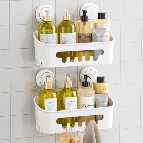 TAILI 2 Pack Heavy Duty Shower Caddy Suction Cup Organizer