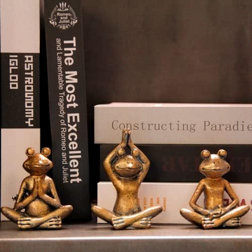 Smadeer Bronze Frog Figurines 3-Piece Yoga Set