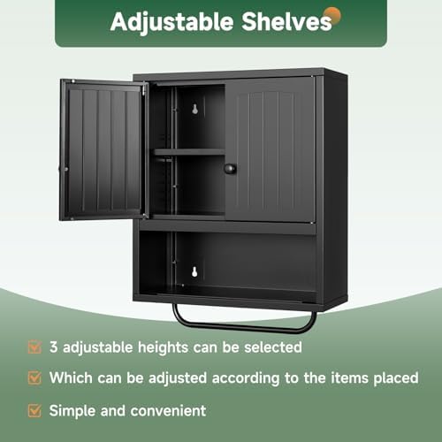 Letaya Metal Bathroom Cabinet with 2 Doors and Towel Rack