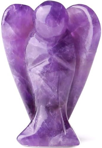 YATOJUZI 2 Amethyst Angel Statue for Office Desk Decor
