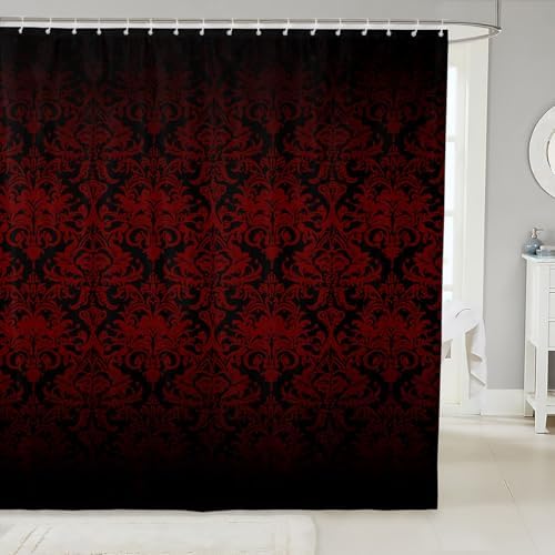 Feelyou Red Floral Jacquard Shower Curtain Set for Kids