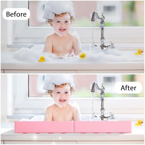Roslim 2Pack Silicone Splash Guard for Kids with 4 Suction Cups Pink