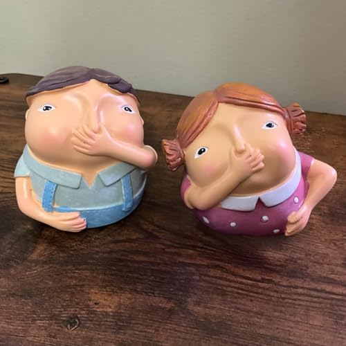 LIKDAY Whimsical Boy Girl Nose Holding Bathroom Statue