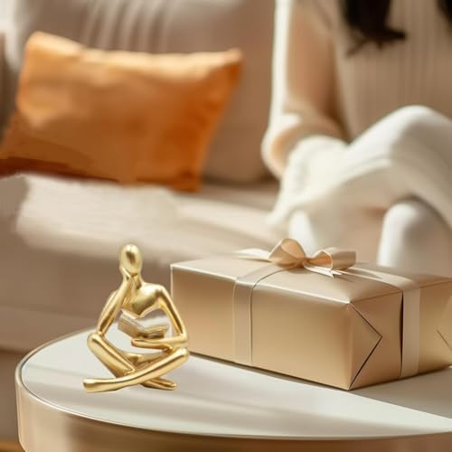 Reading Thinker Statue Set of 2 Modern Abstract Art Decor